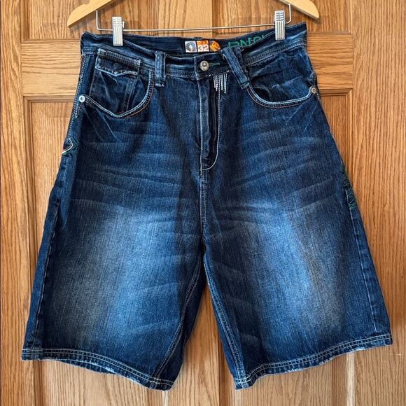 AKADEMIKS Baggy Y2K Hip Hop Streetwear Dragon Embroidery Tiger Patch Jorts Short - Picture 15 of 17